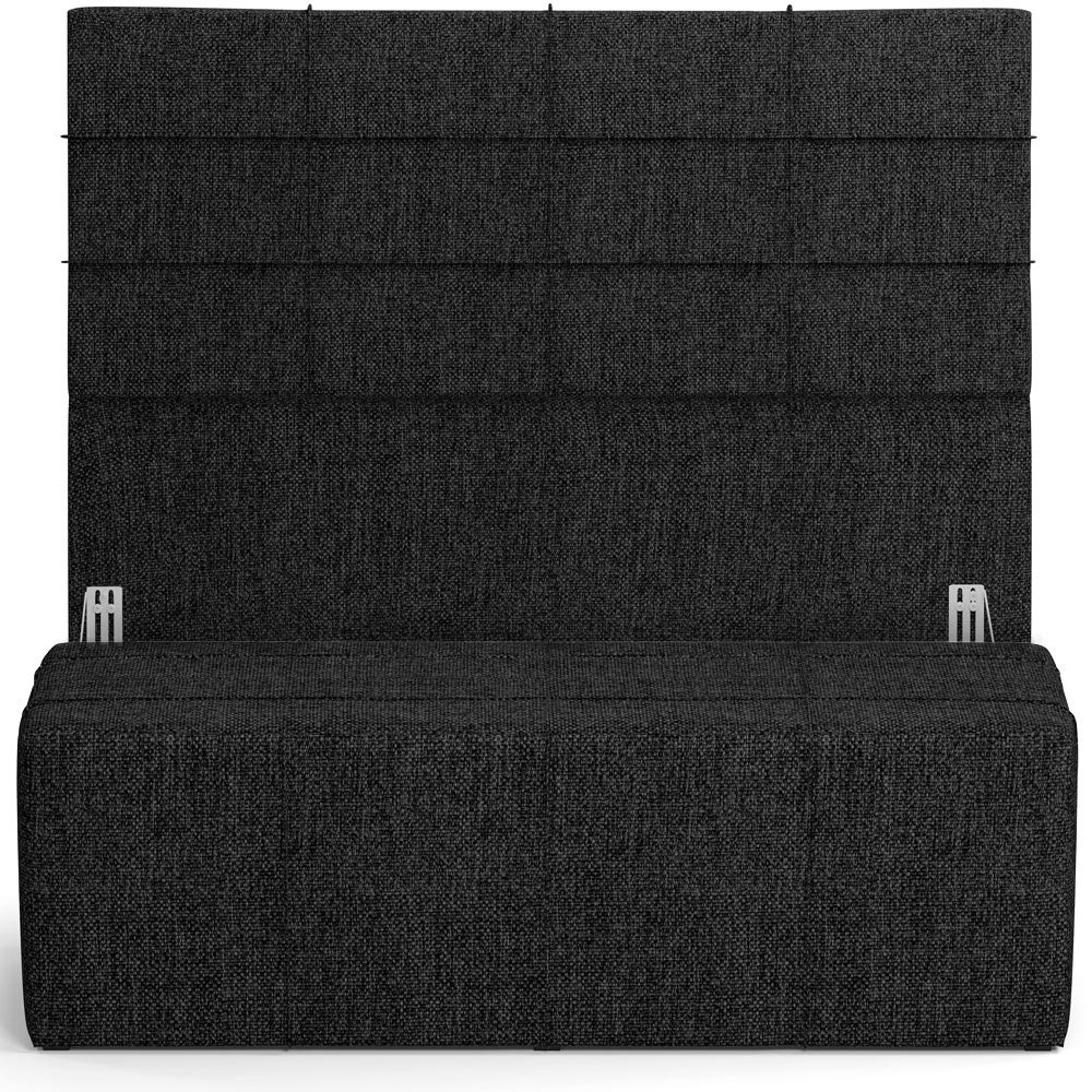 Kit Cabeceira Cama Box Casal 140cm com Calçadeira Roma W01 Linho Chumbo - Lyam