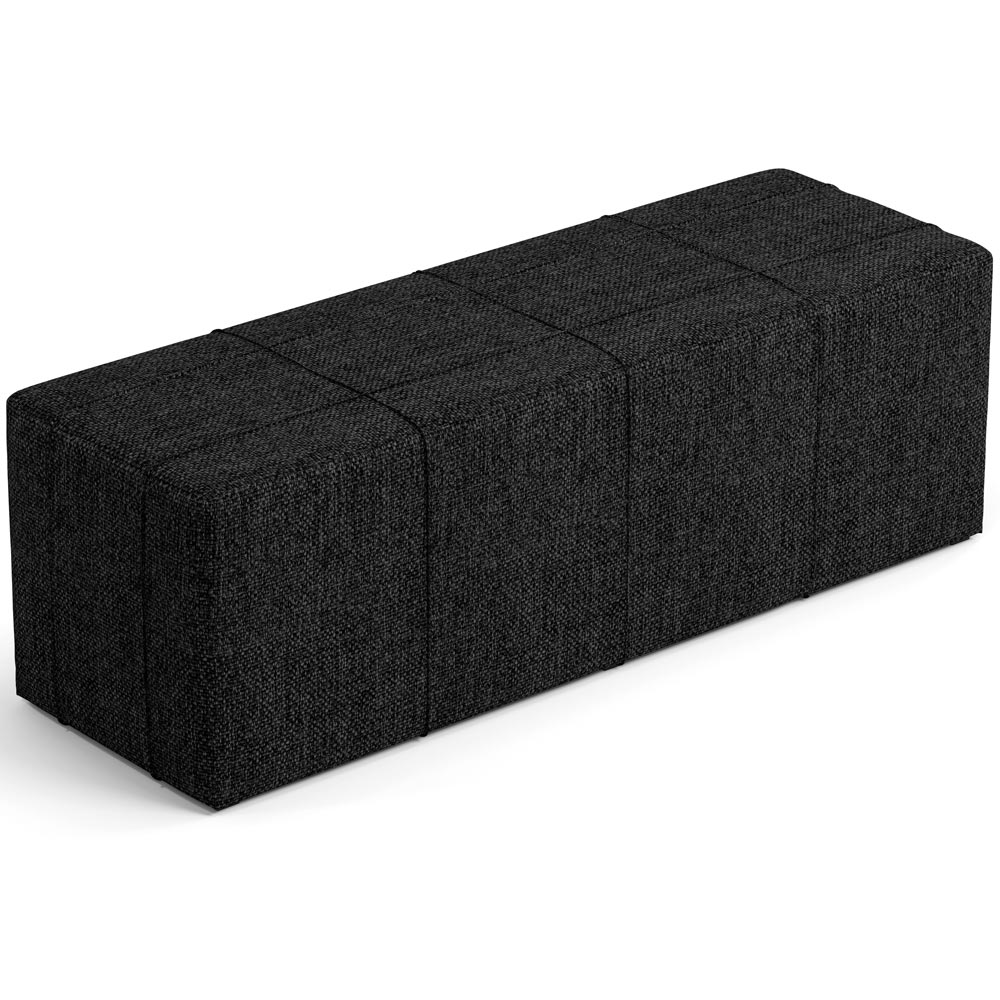 Kit Cabeceira Cama Box Casal 140cm com Calçadeira Roma W01 Linho Chumbo - Lyam