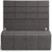 Kit Cabeceira Cama Box Casal 140cm com Calçadeira Roma W01 Linho Cinza Escuro - Lyam