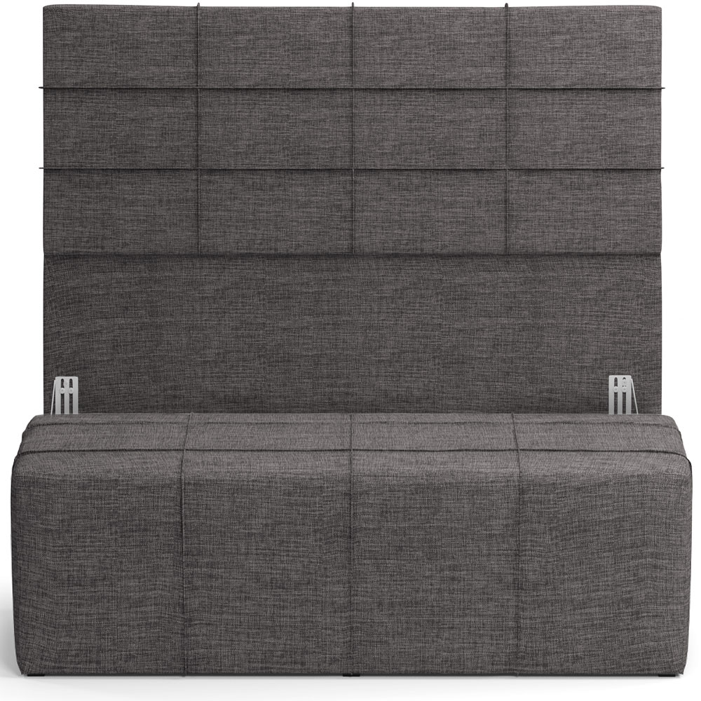 Kit Cabeceira Cama Box Casal 140cm com Calçadeira Roma W01 Linho Cinza Escuro - Lyam