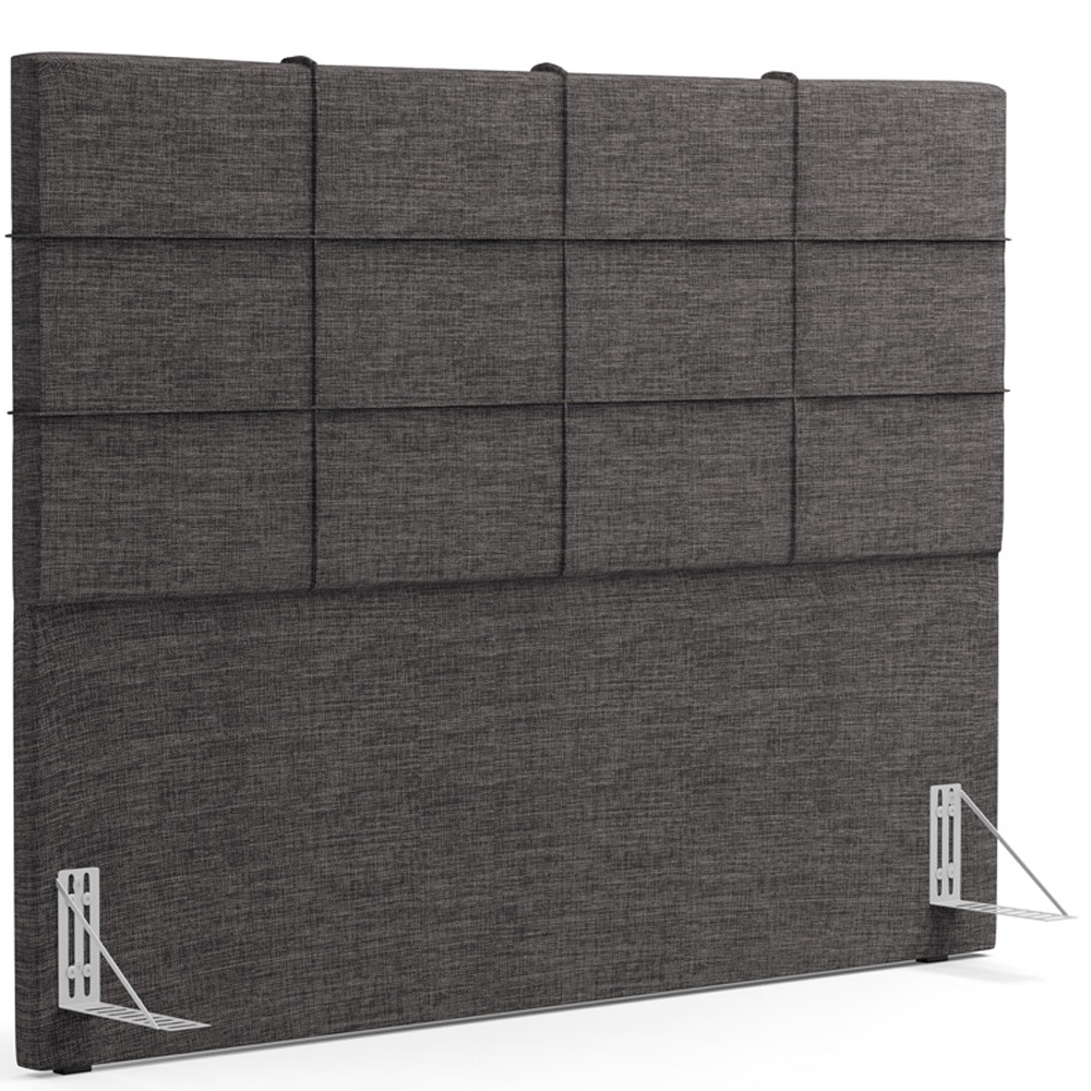 Kit Cabeceira Cama Box Casal 140cm com Calçadeira Roma W01 Linho Cinza Escuro - Lyam