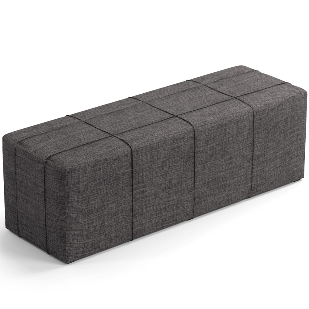 Kit Cabeceira Cama Box Casal 140cm com Calçadeira Roma W01 Linho Cinza Escuro - Lyam