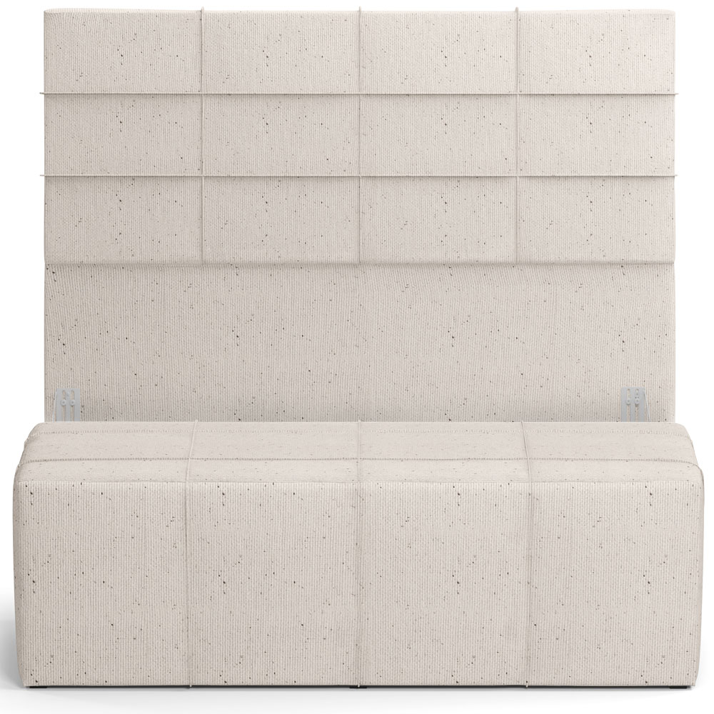 Kit Cabeceira Cama Box Casal 140cm com Calçadeira Roma W01 Linho Cru - Lyam