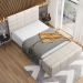 Kit Cabeceira Cama Box Casal 140cm com Calçadeira Roma W01 Linho Cru - Lyam