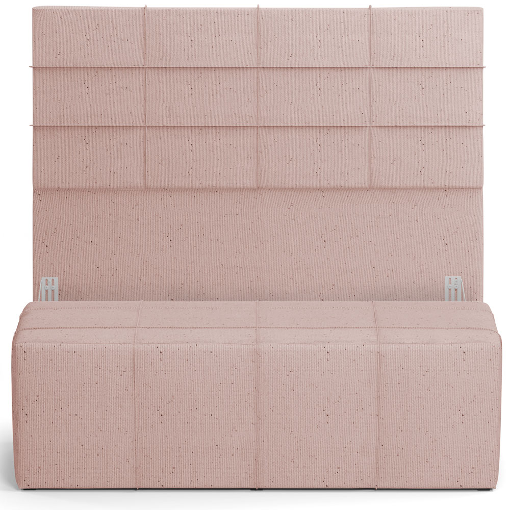 Kit Cabeceira Cama Box Casal 140cm com Calçadeira Roma W01 Linho Rosê - Lyam