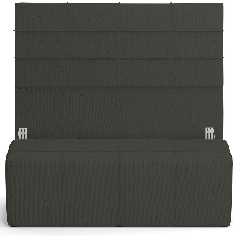 Kit Cabeceira Cama Box Casal 140cm com Calçadeira Roma W01 Linho Verde Musgo - Lyam