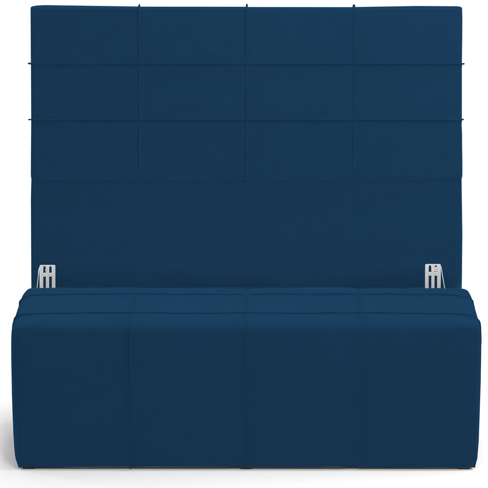 Kit Cabeceira Cama Box Casal 140cm com Calçadeira Roma W01 Suede Azul Marinho - Lyam