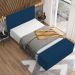 Kit Cabeceira Cama Box Casal 140cm com Calçadeira Roma W01 Suede Azul Marinho - Lyam