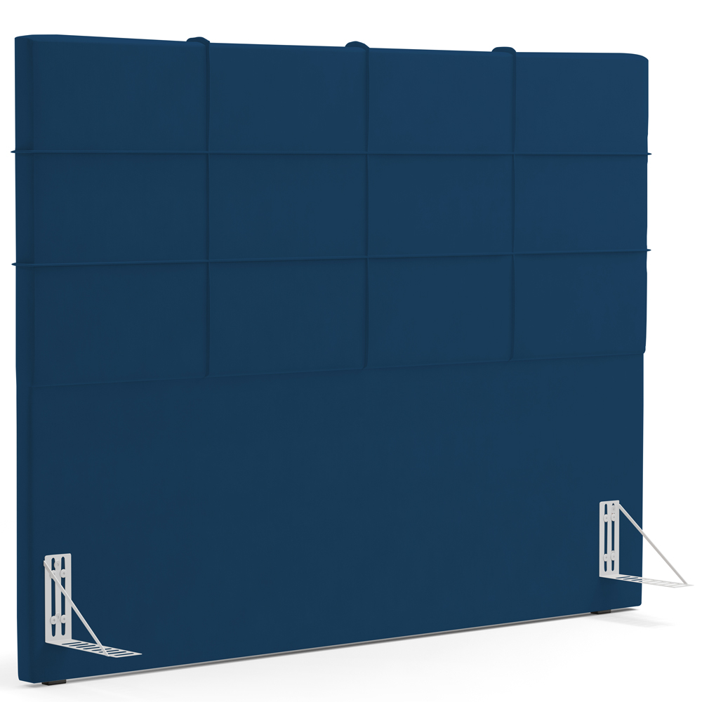 Kit Cabeceira Cama Box Casal 140cm com Calçadeira Roma W01 Suede Azul Marinho - Lyam