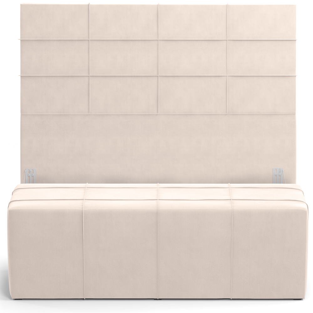 Kit Cabeceira Cama Box Casal 140cm com Calçadeira Roma W01 Suede Bege - Lyam