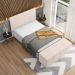 Kit Cabeceira Cama Box Casal 140cm com Calçadeira Roma W01 Suede Bege - Lyam