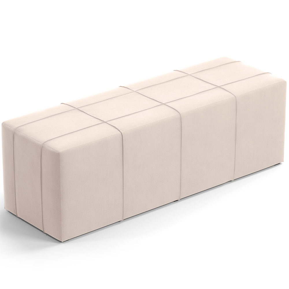 Kit Cabeceira Cama Box Casal 140cm com Calçadeira Roma W01 Suede Bege - Lyam