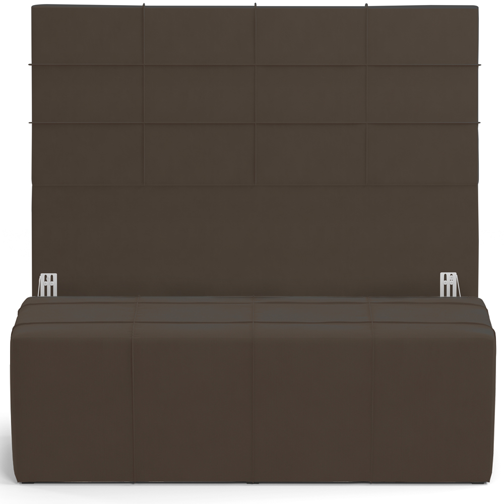 Kit Cabeceira Cama Box Casal 140cm com Calçadeira Roma W01 Suede Marrom - Lyam