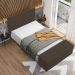 Kit Cabeceira Cama Box Casal 140cm com Calçadeira Roma W01 Suede Marrom - Lyam