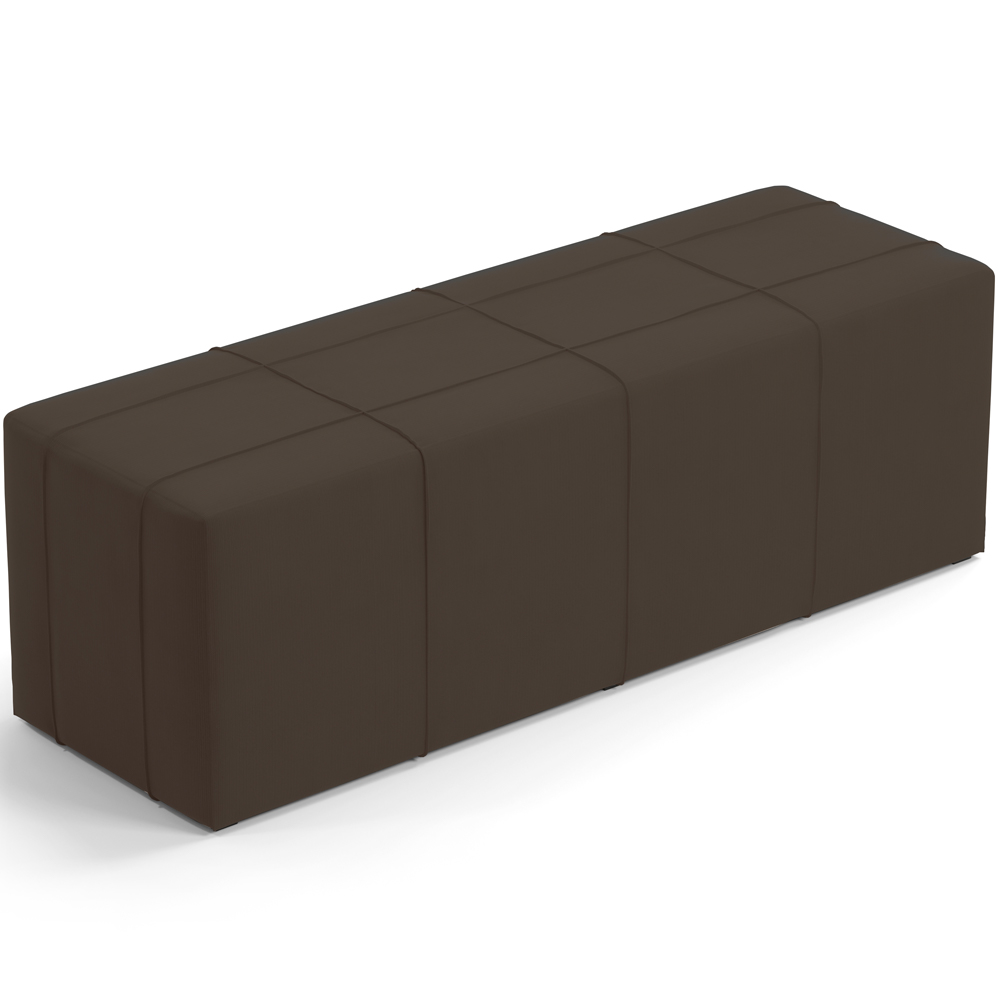 Kit Cabeceira Cama Box Casal 140cm com Calçadeira Roma W01 Suede Marrom - Lyam