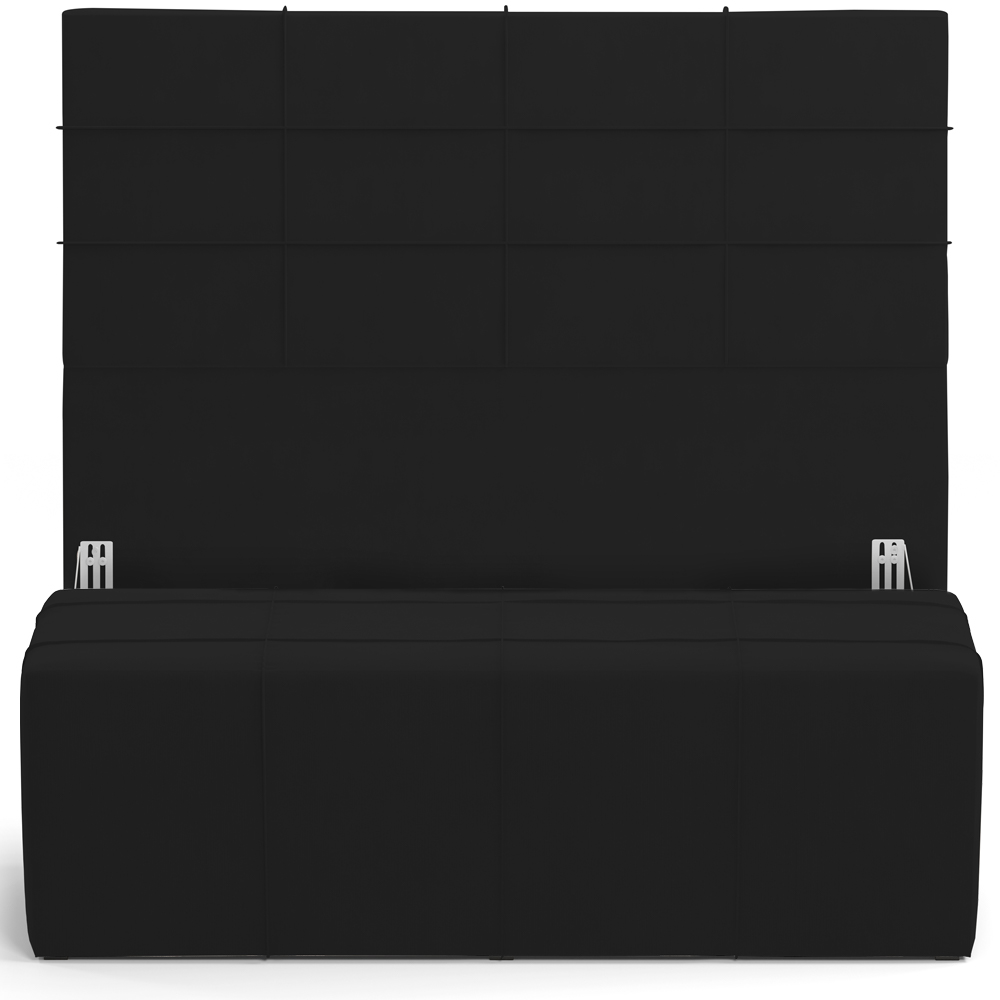 Kit Cabeceira Cama Box Casal 140cm com Calçadeira Roma W01 Suede Preto - Lyam