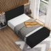Kit Cabeceira Cama Box Casal 140cm com Calçadeira Roma W01 Suede Preto - Lyam