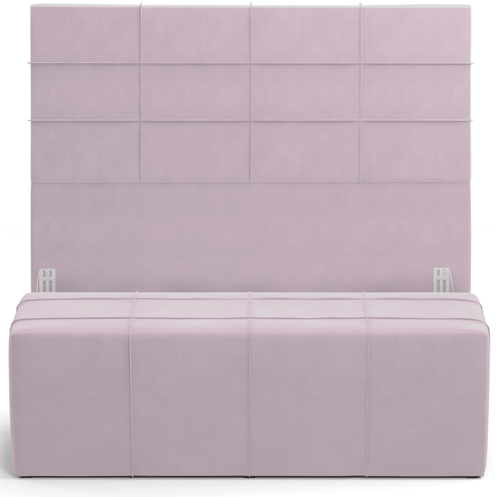 Kit Cabeceira Cama Box Casal 140cm com Calçadeira Roma W01 Suede Rosê - Lyam