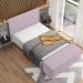 Kit Cabeceira Cama Box Casal 140cm com Calçadeira Roma W01 Suede Rosê - Lyam