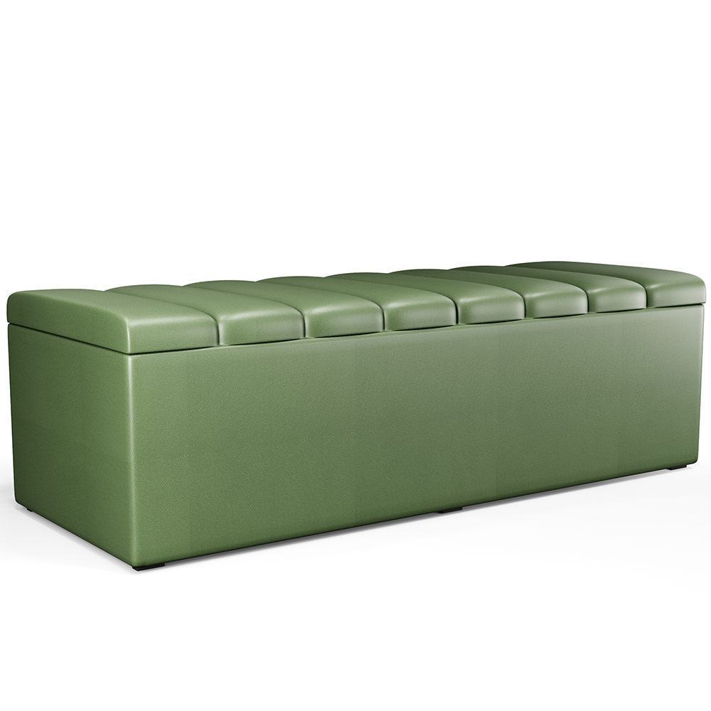 Kit Cabeceira Cama Box Casal King 195cm com Calçadeira Baú Dália W01 Couríssimo Verde Musgo - Lyam