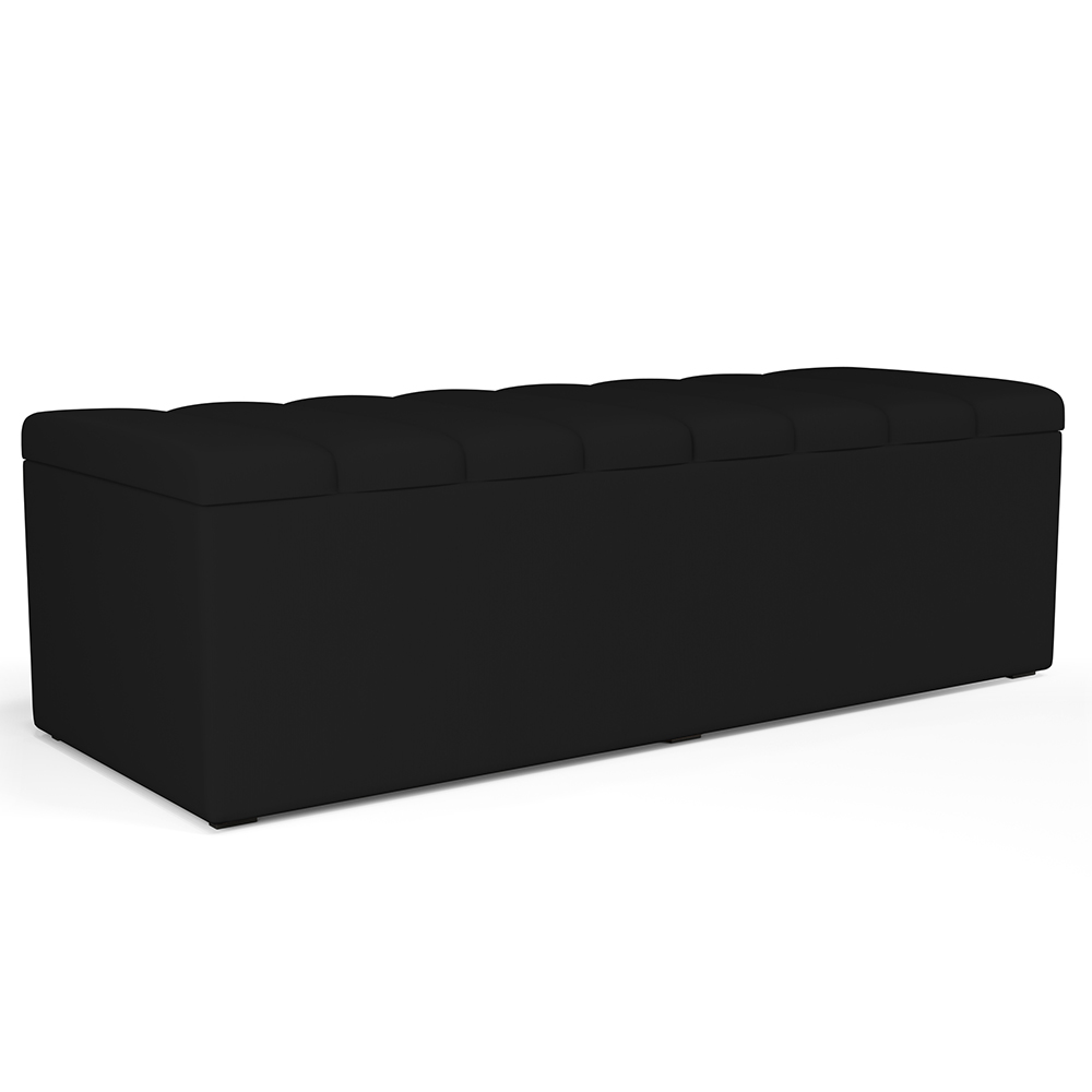 Kit Cabeceira Cama Box Casal King 195cm com Calçadeira Baú Dália W01 Facto Preto - Lyam