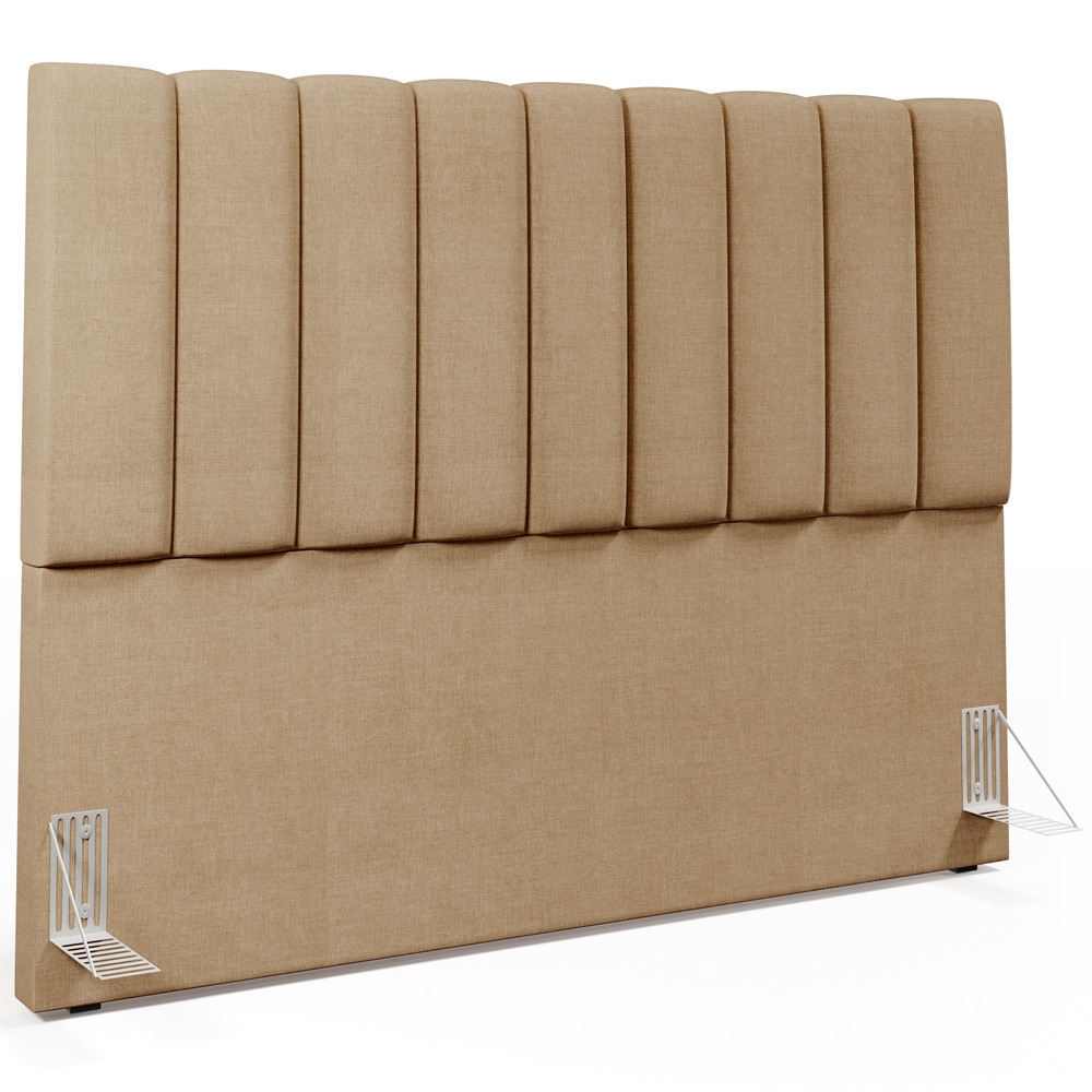 Kit Cabeceira Cama Box Casal King 195cm com Calçadeira Baú Dália W01 Linho Bege Escuro - Lyam