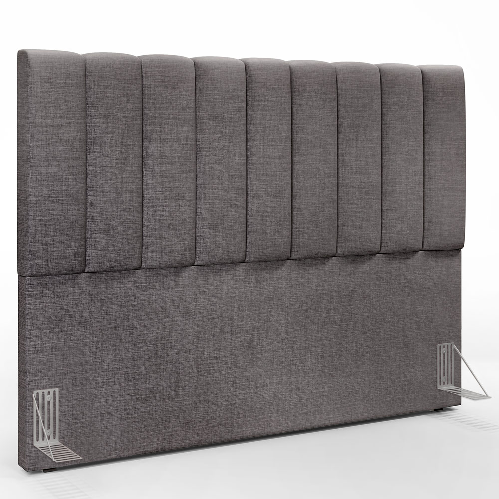 Kit Cabeceira Cama Box Casal King 195cm com Calçadeira Baú Dália W01 Linho Cinza Escuro - Lyam