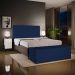 Kit Cabeceira Cama Box Casal King 195cm com Calçadeira Baú Dália W01 Suede Azul Marinho - Lyam