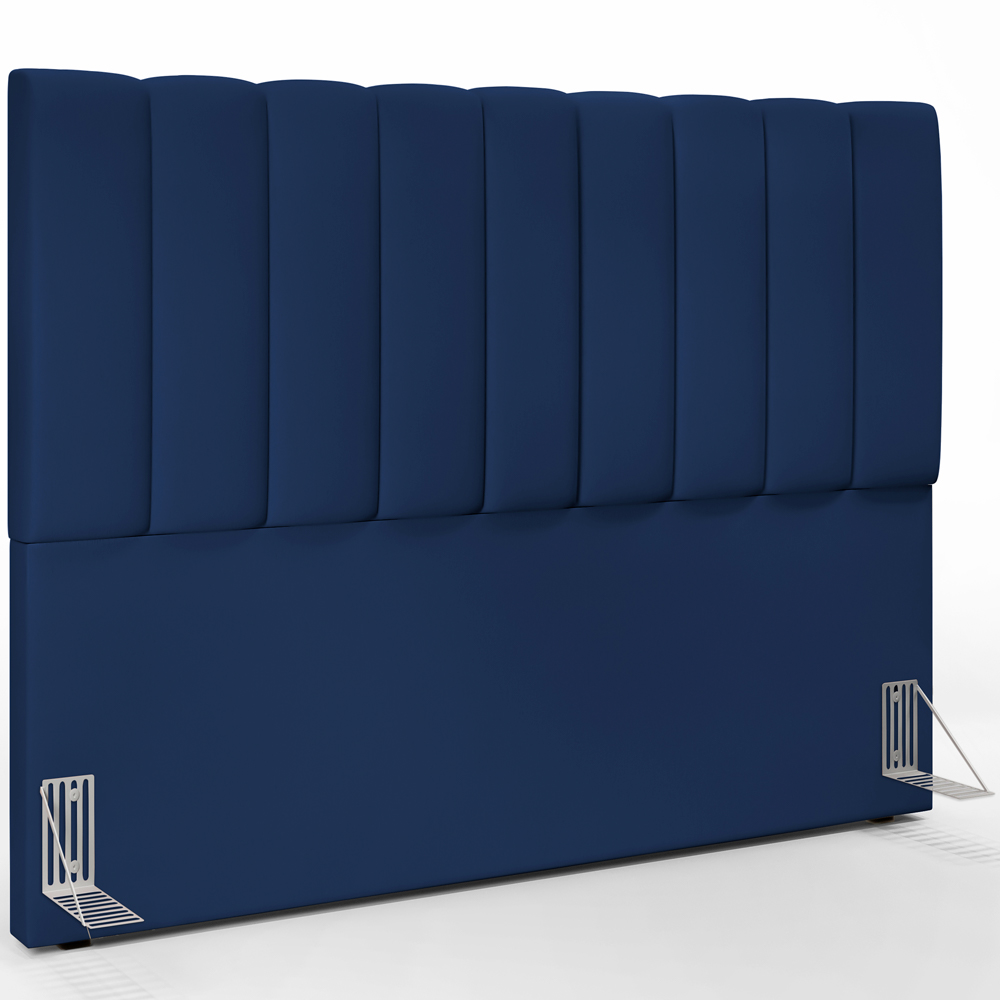 Kit Cabeceira Cama Box Casal King 195cm com Calçadeira Baú Dália W01 Suede Azul Marinho - Lyam