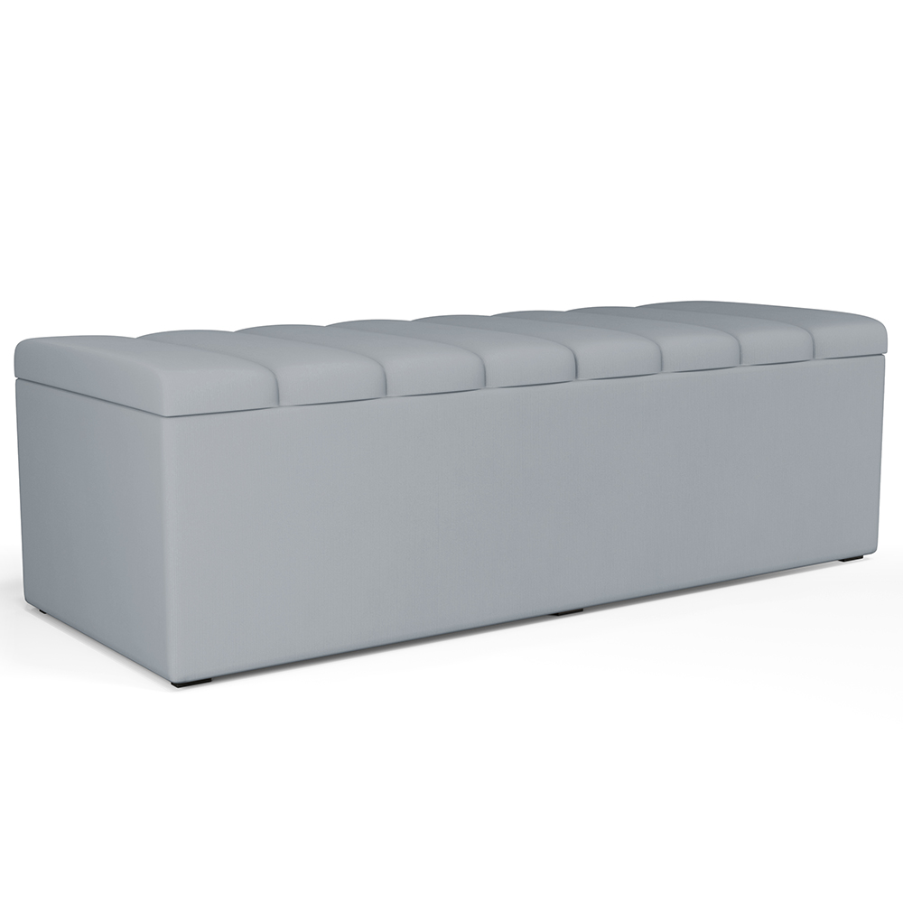 Kit Cabeceira Cama Box Casal King 195cm com Calçadeira Baú Dália W01 Suede Cinza - Lyam
