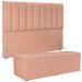 Kit Cabeceira Cama Box Casal Queen 160cm Com Calçadeira Baú Dália W01 Linho Rosê - Lyam Decor