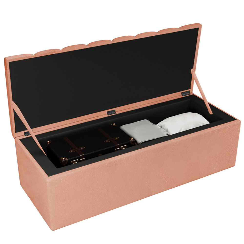 Kit Cabeceira Cama Box Casal Queen 160cm Com Calçadeira Baú Dália W01 Linho Rosê - Lyam Decor