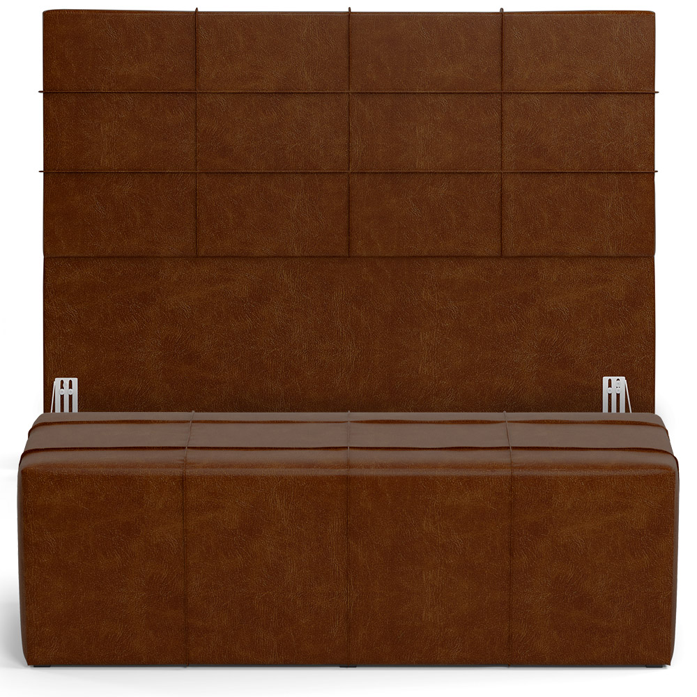 Kit Cabeceira Cama Box King 195cm com Calçadeira Roma W01 Couríssimo Marrom - Lyam