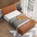 Kit Cabeceira Cama Box Queen 160cm com Calçadeira Roma W01 Couríssimo Camel - Lyam