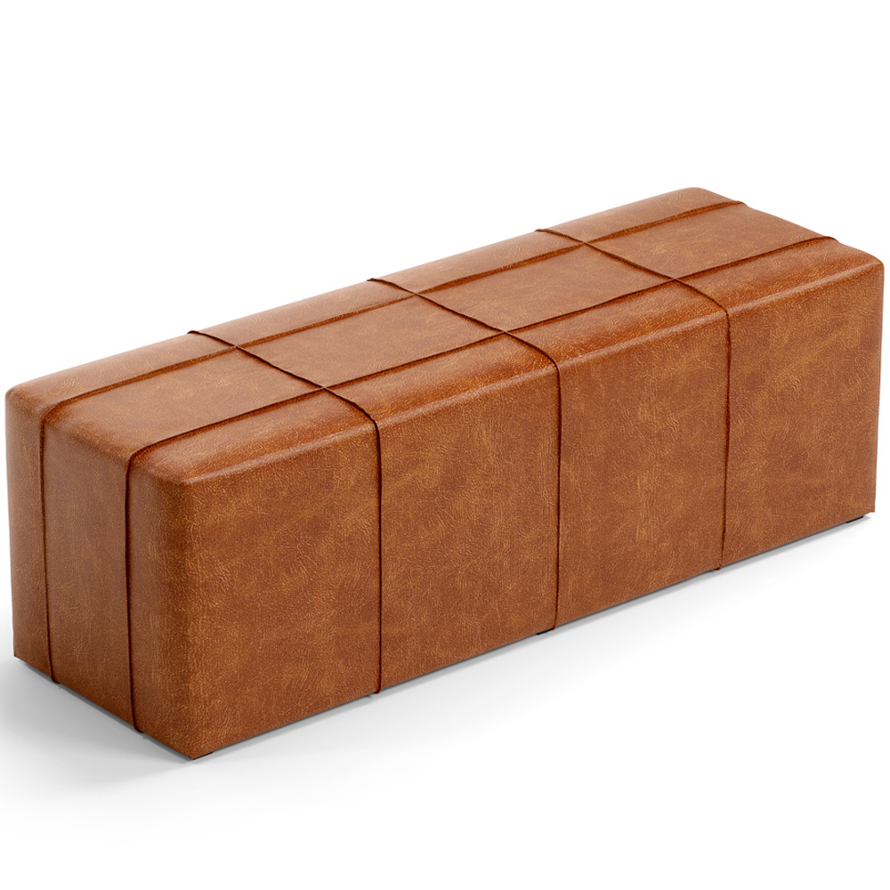 Kit Cabeceira Cama Box Queen 160cm com Calçadeira Roma W01 Couríssimo Camel - Lyam