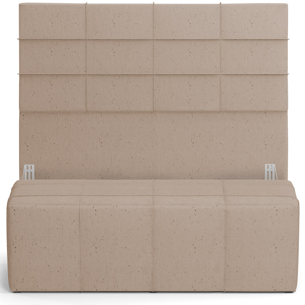Kit Cabeceira Cama Box Queen 160cm com Calçadeira Roma W01 Linho Bege Escuro - Lyam