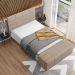 Kit Cabeceira Cama Box Queen 160cm com Calçadeira Roma W01 Linho Bege Escuro - Lyam