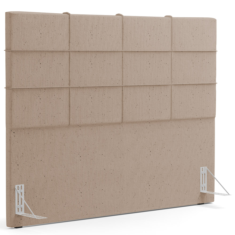 Kit Cabeceira Cama Box Queen 160cm com Calçadeira Roma W01 Linho Bege Escuro - Lyam