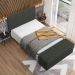 Kit Cabeceira Cama Box Queen 160cm com Calçadeira Roma W01 Linho Verde Musgo - Lyam