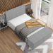 Kit Cabeceira Cama Box Queen 160cm com Calçadeira Roma W01 Suede Cinza - Lyam