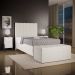 Kit Cabeceira Cama Box Solteiro 100cm Calçadeira Recamier Baú Dália W01 Linho Champagne - Lyam Decor