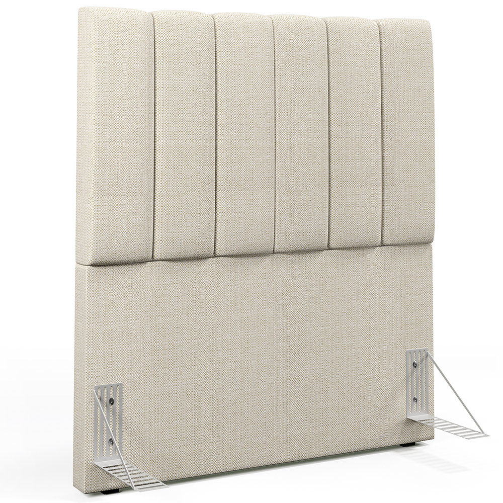 Kit Cabeceira Cama Box Solteiro 100cm Calçadeira Recamier Baú Dália W01 Linho Champagne - Lyam Decor