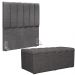 Kit Cabeceira Cama Box Solteiro 100cm Com Calçadeira Baú Dália W01 Linho Cinza Escuro - Lyam Decor