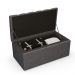 Kit Cabeceira Cama Box Solteiro 100cm Com Calçadeira Baú Dália W01 Linho Cinza Escuro - Lyam Decor