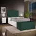 Kit Cabeceira Cama Box Solteiro 100cm Com Calçadeira Baú Dália W01 Linho Verde Musgo - Lyam Decor