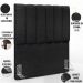 Kit Cabeceira Cama Box Solteiro 100cm e Calçadeira Recamier Baú Dália W01 Linho Chumbo - Lyam Decor