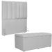Kit Cabeceira Cama Box Solteiro 100cm e Calçadeira Recamier Baú Dália W01 Linho Cinza - Lyam Decor