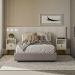 Kit Cabeceira Casal 240cm Celine Com Mesa De Cabeceira 01 Gaveta Loreta L05 Off White - Lyam Decor