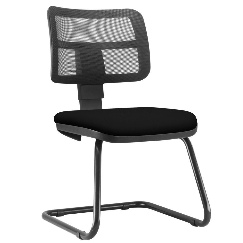 Kit Cadeira de Escritório Giratória e 02 Cadeiras Fixas Zip L02 Crepe Preto - Lyam Decor