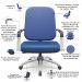 Kit Cadeira de Escritório Giratória e 2 Cadeiras Fixas Cromada Magno P03 Vinil Azul - Lyam Decor